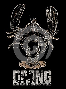 Diving diver scuba lobster - T-shirt design