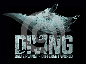 Diving diver scuba manta ray - T-shirt design