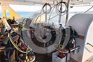 Diving equipment on the boat