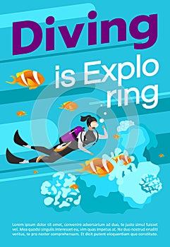 Diving is exploring poster vector template
