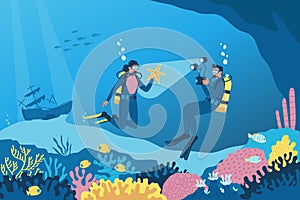 Diving Flat Illustration