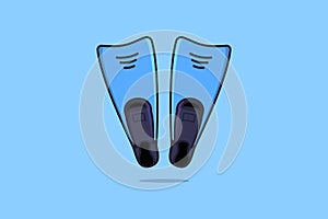 Diving Flippers vector icon illustration. Swimming objects icon design concept. Men swimming shoes, Swimming equipment, Fast swim,