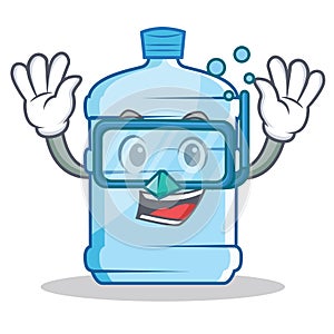 Diving gallon character cartoon style