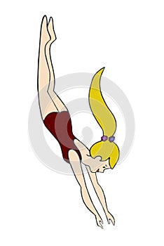 Diving Girl/Illustration