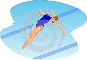 Diving girl on the pool