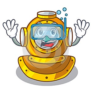 Diving helmet diving isolated in the cartoon