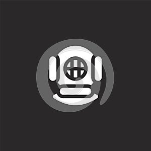 diving helmet icon. Filled diving helmet icon for website design and mobile, app development. diving helmet icon from filled sea