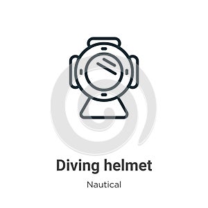 Diving helmet outline vector icon. Thin line black diving helmet icon, flat vector simple element illustration from editable
