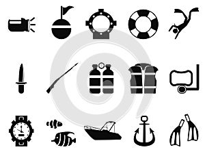 Diving icons set