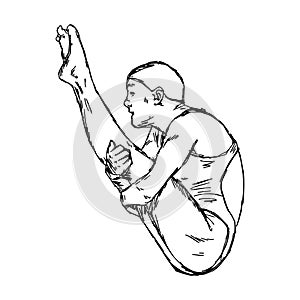Diving jumping sport - vector illustration sketch hand drawn wit