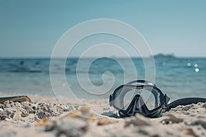 Diving mask, diving and snorkeling, sea and sand, coastline