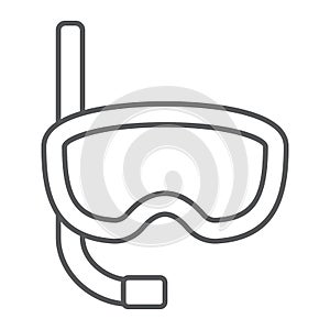 Diving mask thin line icon, diving and underwater