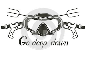 Diving. Scuba diving logo. Diver mask. Scuba-diving helmet. photo