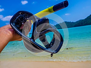 Diving Snorkel and Mask Isolated on the beach