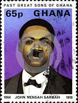 02.11.2020 Divnoe Stavropol Territory Russia the postage stamp Ghana 1980 Famous Ghanaians John Mensah Sarbah Nationalist 1864-