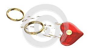 divorce breaking rings wedding relationship love padlock heart - 3d rendering photo