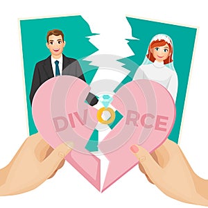 Divorcio ilustraciones de dividido corazón a 