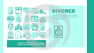 Divorce Couple Canceling Marriage Landing Header Vector