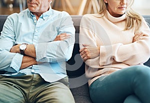 Divorce, fail and couple fight due to marriage problem, angry at home about family law and with conflict in a lounge
