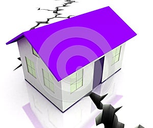 Divorce House Split Icon Depicts Legal Sharing Of Property After Divorcing - 3d Illustration