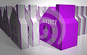 Divorce House Split Icons Depicts Legal Sharing Of Property After Divorcing - 3d Illustration