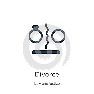 Divorce icon vector. Trendy flat divorce icon from law and justice collection isolated on white background. Vector illustration