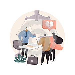 Divorce lawyer service abstract concept vector illustration.