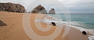 Divorce and Lovers Beach on the Pacific side of Lands End in Cabo San Lucas in Baja California Mexico