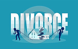 Divorce and marriage problems vector concept