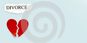 divorce with paper heart copy space. High quality photo