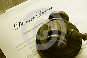 Divorce papers and gavel