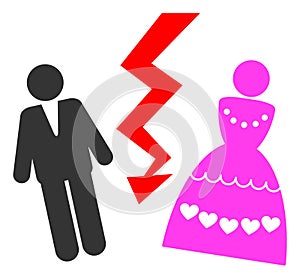 Divorce Persons Raster Icon Flat Illustration