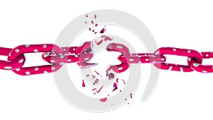 Divorce pink chain break emotions feelings - 3d rendering