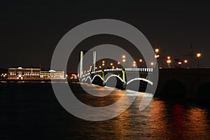 The divorced Trinity bridge on a summer night