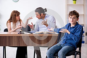 Divorcing family trying to divide child custody photo
