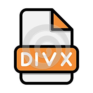 Divx file icons. Flat file extension. icon video format symbols. Vector illustration. can be used for website interfaces, mobile