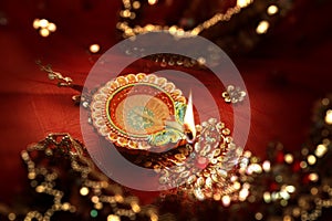 Diwali Celebration Diya Lamp India - Bokeh Background