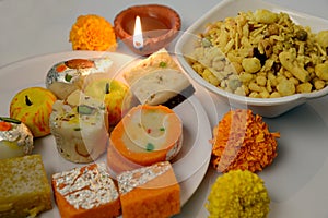 Diwali Diya and Traditional sweets for Diwali celebrations