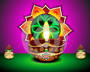 Diwali Festival Background with kalash