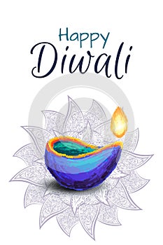 Diwali festival celebration hand drawn vector illustration.