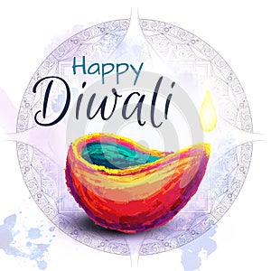 Diwali festival celebration hand drawn vector illustration.