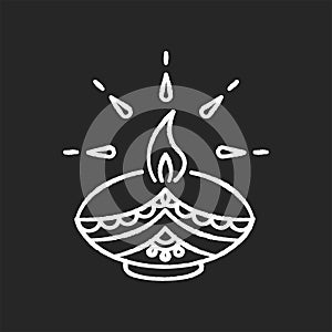 Diwali festival chalk white icon on black background
