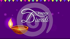 Diwali festival e greeting card animated video with glowing diya and decorative elements. Deepawali motion graphic footage