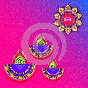 Diwali festival holiday design with Indian floral Rangoli style.Happy Diwali