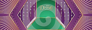 Diwali is festival of lights of Hindu, Indian for invitation background, web banner, advertisement. 3D Vector illustration design