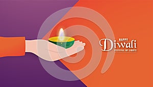 Diwali is festival of lights of Hindu, Indian for invitation background, web banner, advertisement. 3D Vector illustration design