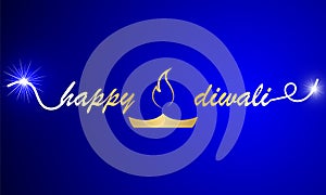 Diwali Happy festival typography oil lamp