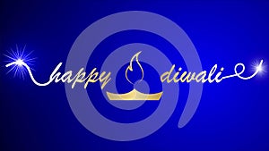 Diwali Happy festival typography oil lamp