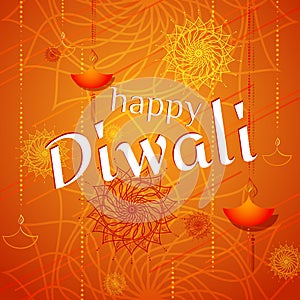 Diwali Holiday Banner of burning diya on Happy Diwali Holiday bright background for light festival of India Creative design