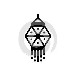 Black solid icon for Diwali Lamp, lantern and candle